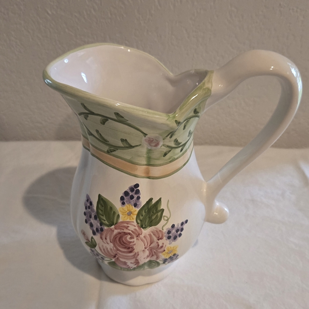 Hand Painted Casafina Vintage Pitcher/Vase Made In Portugal